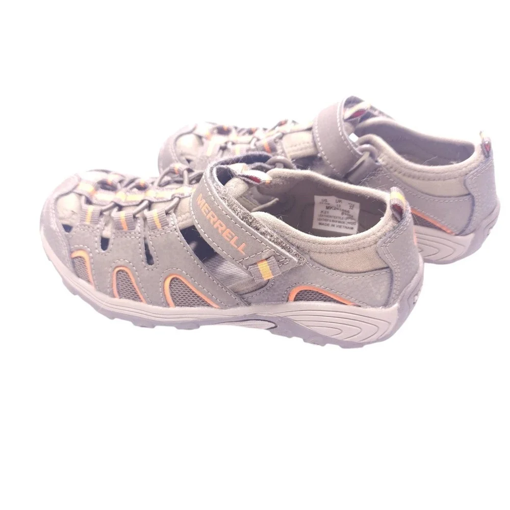 Merrell Fisherman Sandals Kids Size 1 Gray Leather Hiking Outdoor